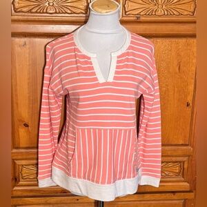 Talbots Pink and White Striped Long Sleeve Top